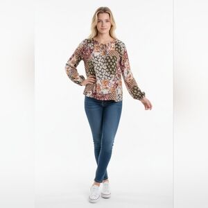 (115) Andree By Unit Floral Patchwork Blouse - Multicolor